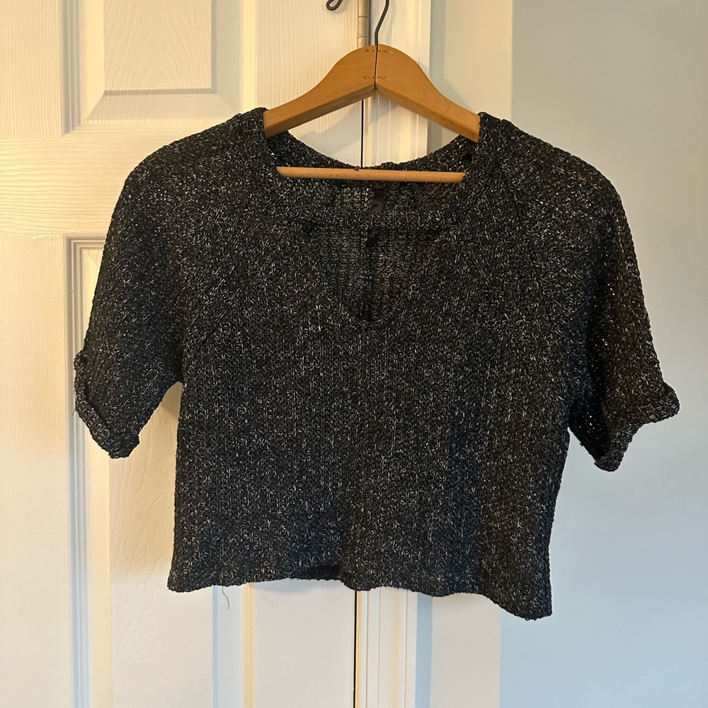 Knit crop top, black, size s